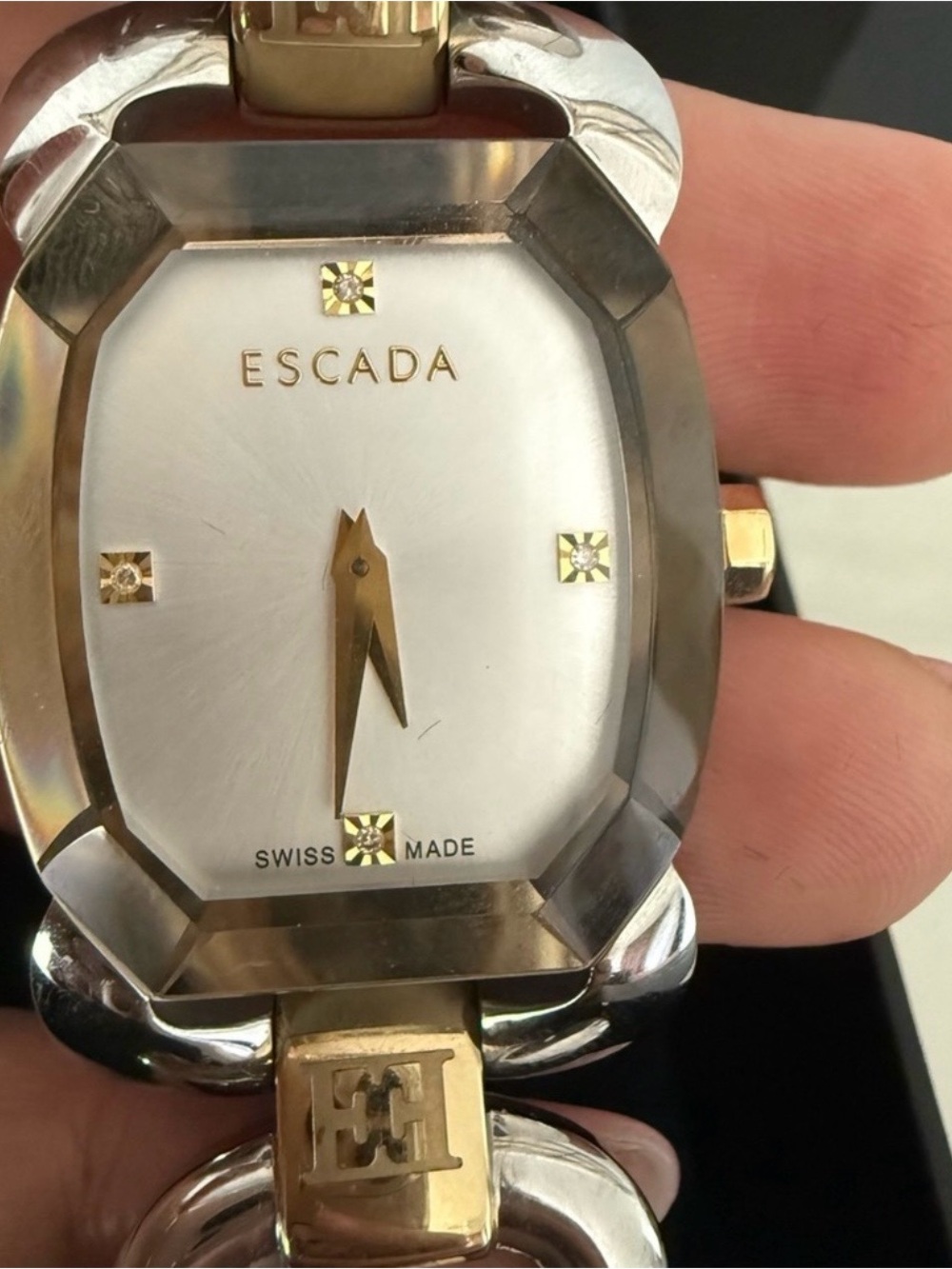 Escada Two-Tone Gold and Silver Link Bracelet Watch with White Dial - Picture 10 of 14